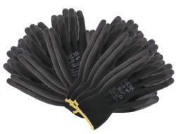 Munkakesztyű poliészterből, félig PU-ba mártott GLOVE PE-PU 11, fekete, méret 11\
