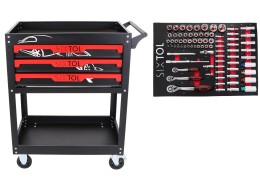 Szerszámos kocsi MECHANIC TROLLEY JASON 80, 3 fiók, 1 polc, 80 db szerszám