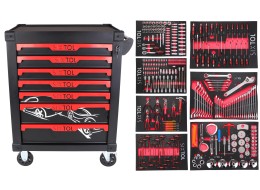 Műhelykocsi szerszámokkal MECHANIC TROLLEY KEVIN 326, 7 fiók, 326 db szerszám