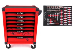Műhelykocsi szerszámokhoz MECHANIC TROLLEY KEVIN RED 80, 7 fiók, 80 db szerszám