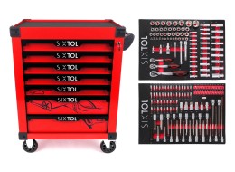 Műhelykocsi szerszámokhoz MECHANIC TROLLEY KEVIN RED 182, 7 fiók, 182 db szerszám