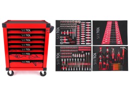 Műhelykocsi szerszámokhoz MECHANIC TROLLEY KEVIN RED 210, 7 fiók, 210 db szerszám