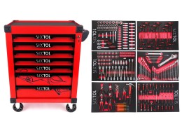 Műhelyszerszámos kocsi MECHANIC TROLLEY KEVIN RED 274, 7 fiók, 274 db szerszám
