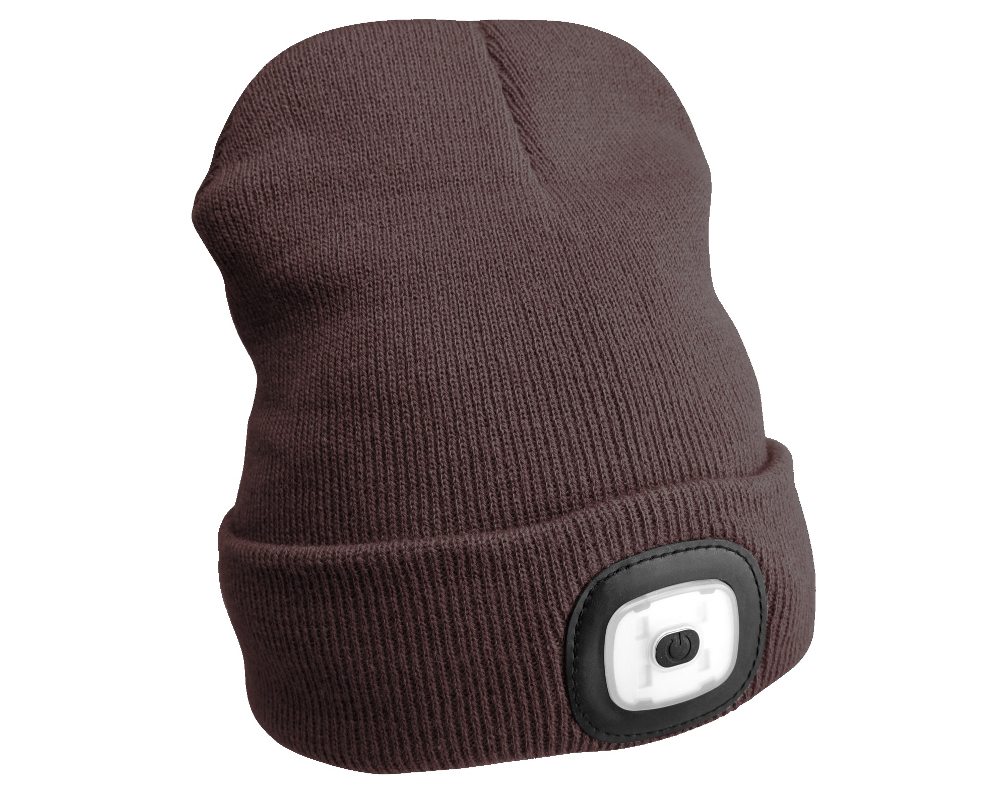 Sapka fejlámpával 180 lm, tölthető, USB, univerzális méret, pamut/PE, barna