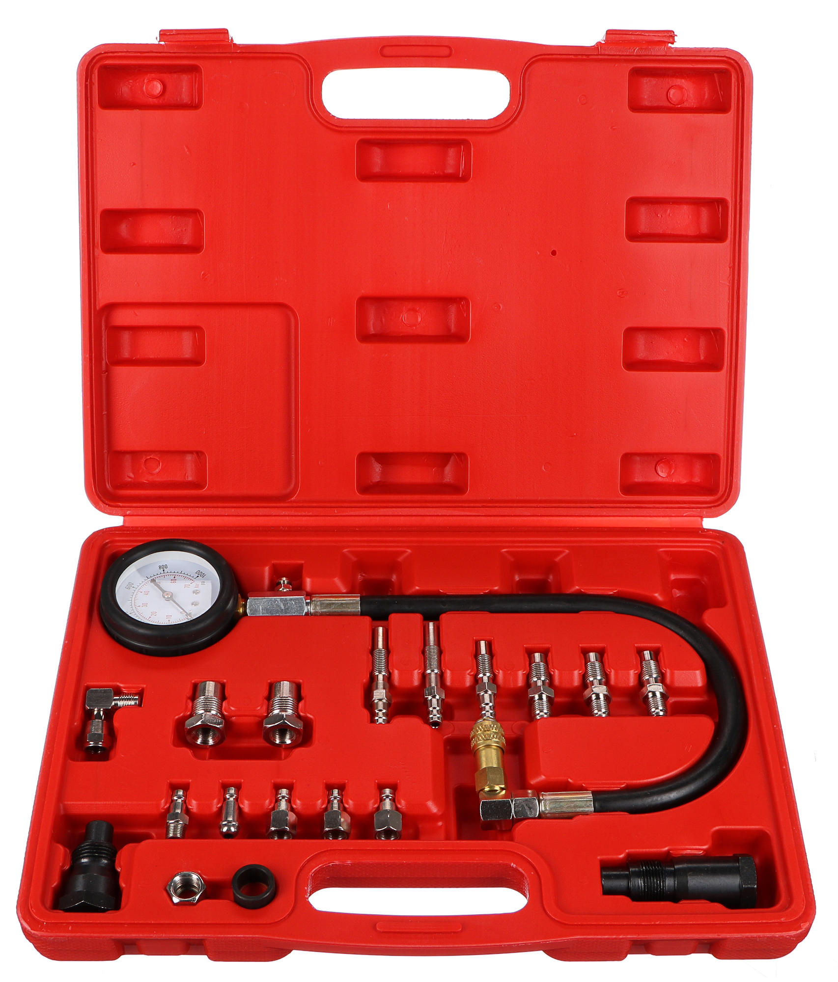 Dízelmotorok hengernyomás-tesztelő készlet MECHANIC ENGINE TESTER 21, 0-70 bar, 21 db
