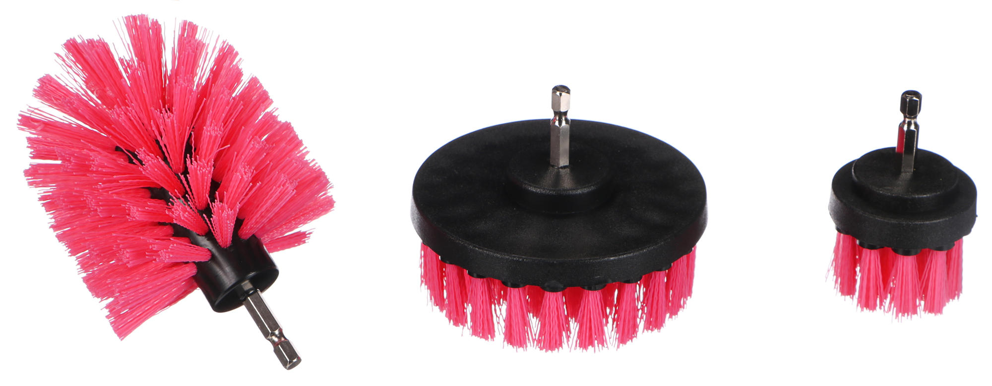 Fúróhoz való autótisztító kefe készlet CAR DETAILING DRILL BRUSH PINK 3, 3 db