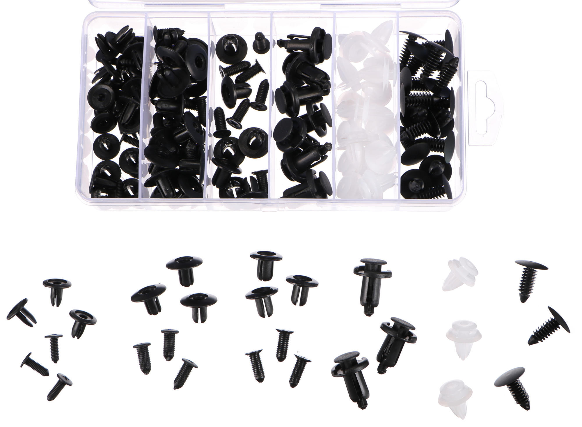 Kapcsok, rögzítők és szegecsek készlete járműkárpitozáshoz MECHNIC TRIM CLIP SET 100