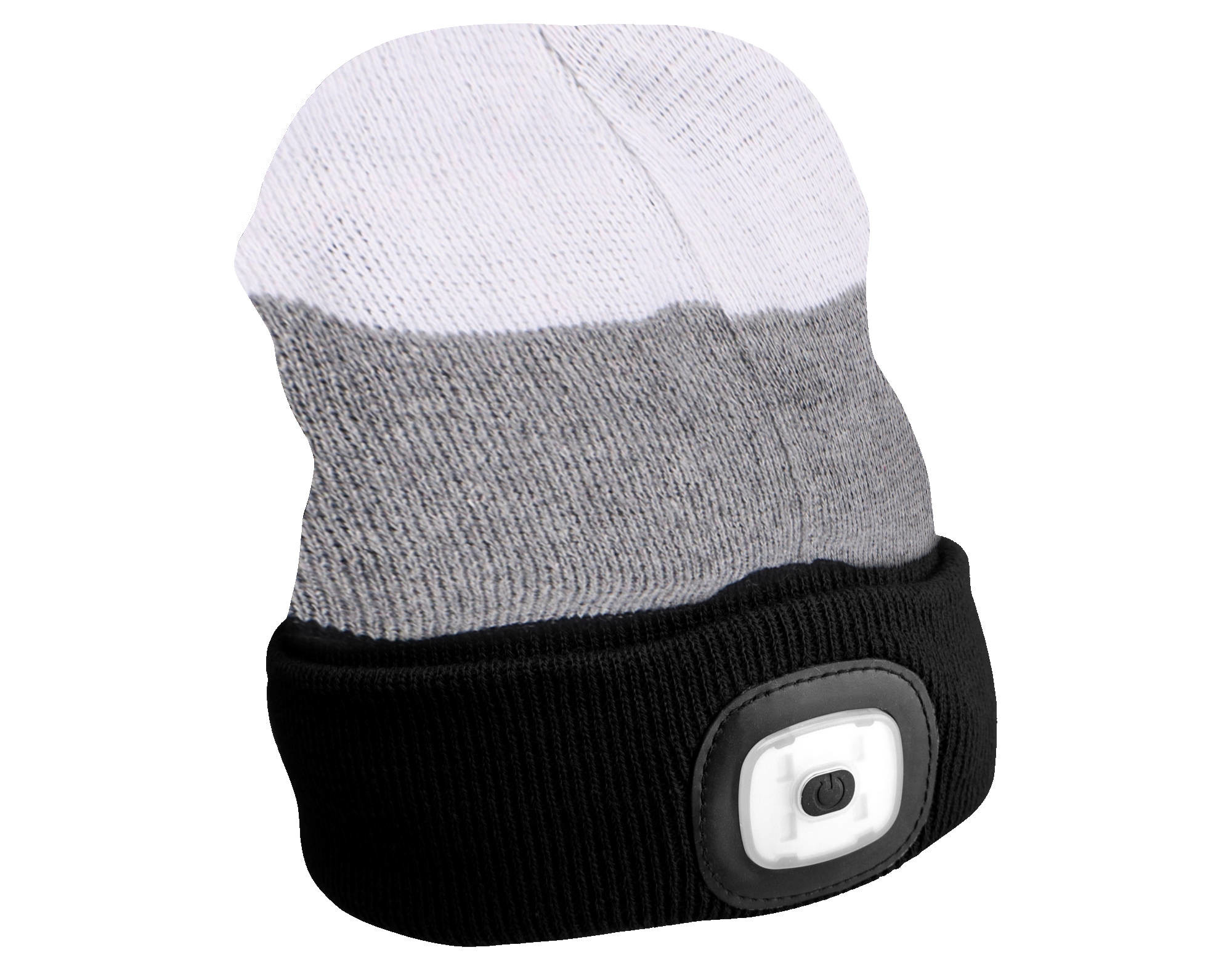 Fejlámpás sapka 180 lm, tölthető, USB, univerzális méret, pamut/PE, fekete/szürke/fehér