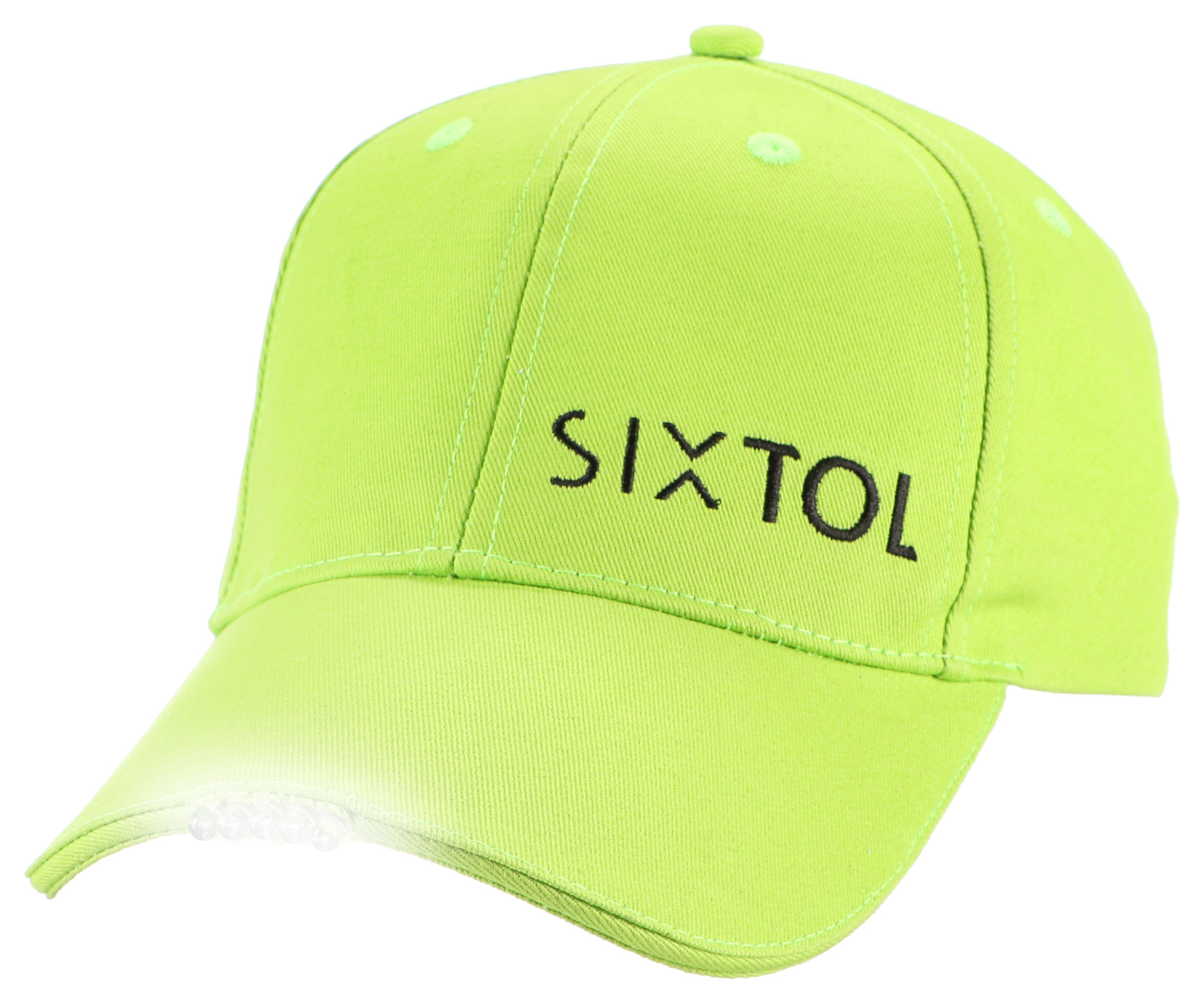 Ellenzős sapka LED világítással B-CAP 25 lm, tölthető, USB, egy méret, fluoreszkáló zöld